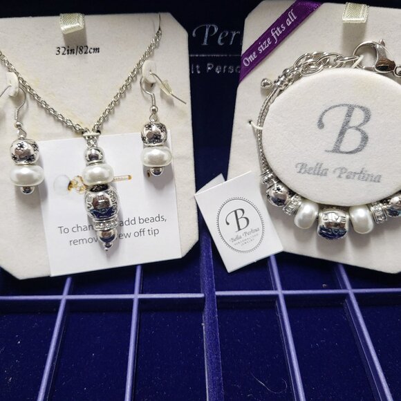 Bella Perlina Pearl Earrings and Necklace Set - Picture 1 of 3